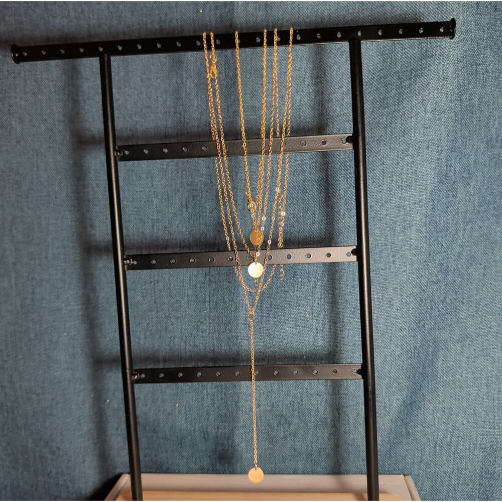 Layered Necklace Gold Tone Medallion Minimalist